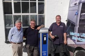 Tim Coghlan, of Braunston Marina, with Rolec engineers Jamie Yarnold and Andy Chapman.