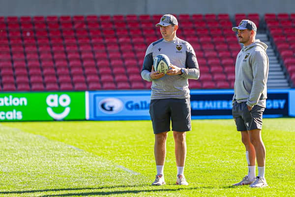 Phil Dowson with George Furbank before Saints' game at Sale last Sunday (picture: Adam Gumbs)