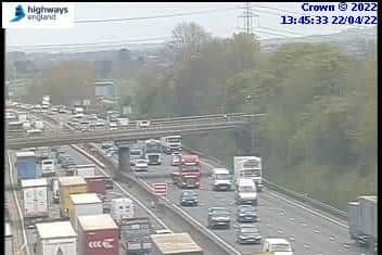 Traffic cameras showed the M1 gridlocked heading south towards junction 16 on Friday afternoon
