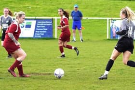 Long Buckby AFC Ladies football team players at a match last week.