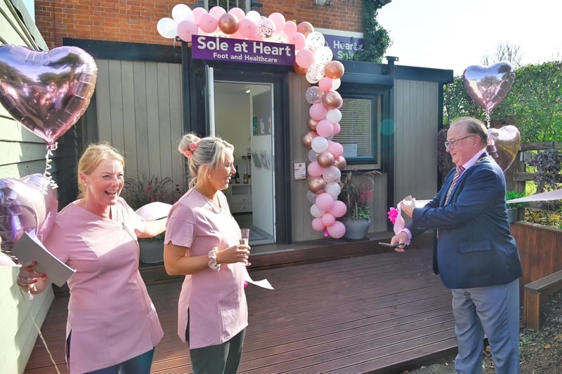 The Mayor of Daventry, Councillor Ted Nicholl, pictured at the opening event together with the Sole at Heart owners, Vicki Cooper and Nina Tobin.