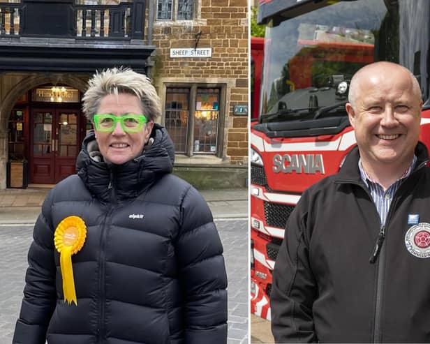 Lib Dem Ana Savage Gunn (left) has announced her candidacy for the Police Fire and Crime Commissioner. Stephen Mold (right) currently holds the position. (Credit: West Northants Liberal Democrats & North Northants Liberal Democrats / Office of Police