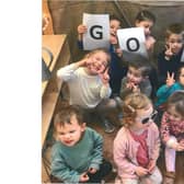 The Kiddi Caru Day Nursery & Preschool in Daventry celebrating their Good Ofsted rating from their January 2023 inspection.