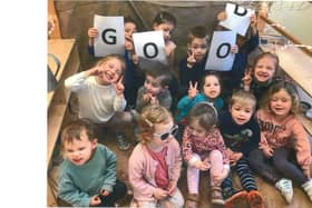The Kiddi Caru Day Nursery & Preschool in Daventry celebrating their Good Ofsted rating from their January 2023 inspection.