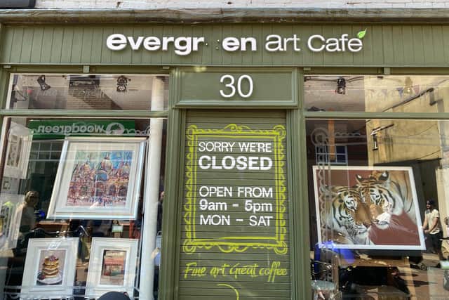 The popular art gallery, Evergreen Art Cafe, pictured after closing down over the summer.