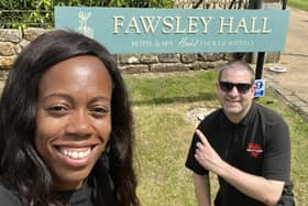 Lorraine and Lee Lewis, co-founders of The Lewis Foundation, outside Fawsley Hall