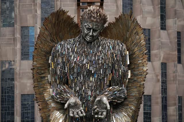 The Knife Angel sculpture. (Photo by Christopher Furlong/Getty Images)