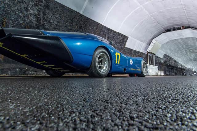 Huayra Pronello Ford racing car viting the Catesby Tunnel for aerodynamic testing ahead of Goodwood Festival of Speed.