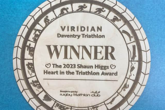 The new 2023 Shaun Higgs Heart in the Triathlon Award for 2023.