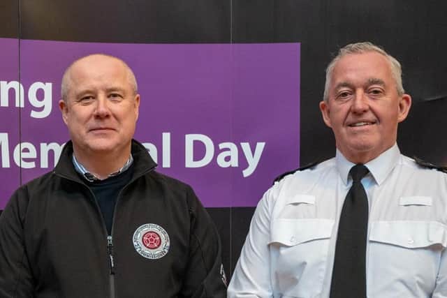 Stephen Mold Police Fire and Crime Commissioner with Mr Mark Jones at a Holocaust Memorial Day event earlier this year/ Pic Office of the Police Fire and Crime Commissioner