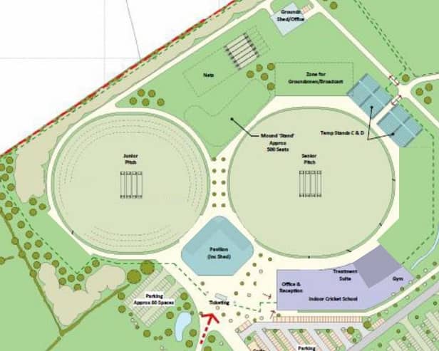The proposed plans for the new cricket centre on the outskirts of Moulton village (Picture courtesy of NCCC)