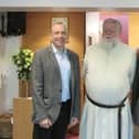 Daventry MP Chris Heaton-Harris with Father James Cassidy and Jim Hyland, secretary to the Catholic Parish Council.