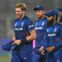 David Willey makes his way off for the field as an England player for final time following the World Cup win over Pakistan at Eden Gardens on Saturday (Photo by Gareth Copley/Getty Images)