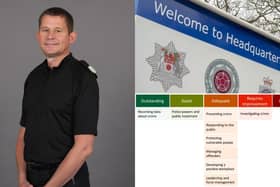 Acting Chief Constable Ivan Balhatchet (left) and the rankings of Northamptonshire Police (bottom right).