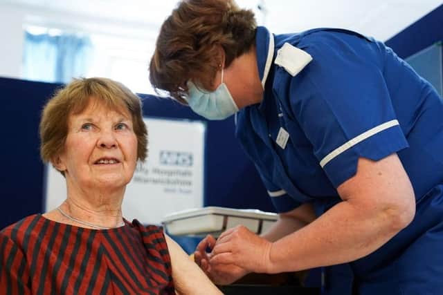 Margaret Keenan, 91, who was first to get a Covid jab in the UK, received her spring booster shot in Coventry last month