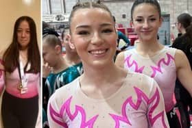 Caitlin and Sophia from Jumpz Gymnastics, pictured second from the right and left, have qualified to take part in the USAIGC competition in America this July.