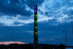 Northampton's iconic Lift Tower was lit up in 2020 — and will be again to mark the start of the Queen's Jubilee celebrations on Thursday