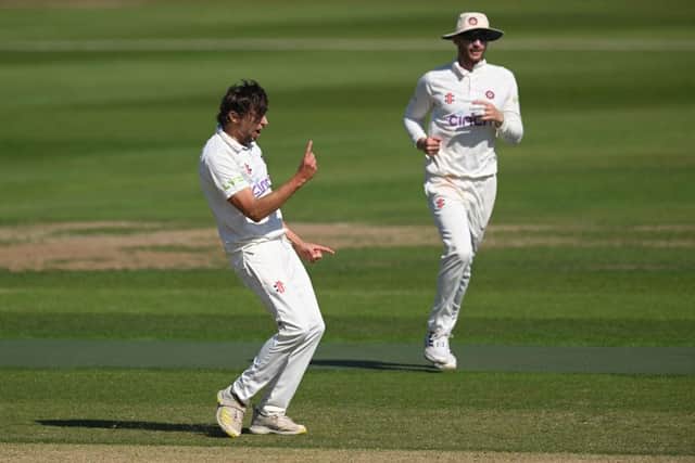 Northants seamer Jack White celebrates claiming the wicket of Lancashire's George Bell at the County Ground (Picture: Shaun Botterill/Getty Images)