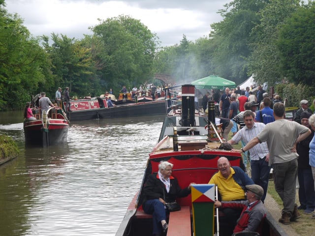 The Nuneaton and Brighton entering Braunston Marina under its famous 1834 cast iron bridge.