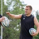 Alex Waller (left) has a chat with new signing Curtis Langdon during pre-season training at Saints (picture: Tom Kwah/Northampton Saints)