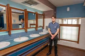 Brook Street’s Wetherspoon pub duty manager, James Dixon, pictured in the pub’s gents toilet.