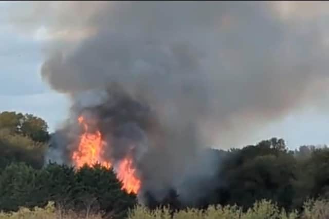 Flames and smoke coming from the area around the allotments could be seen across the town.