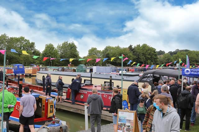 Visitors and exhibitors at Crick Boat Show 2021.