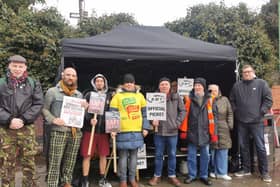 RMT members on strike outside Northampton Railway Station on Wednesday (January 4).