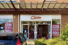 Daventry’s Clintons store is closing down today, Tuesday, October 17, with half-price discounts on selected gifts and cards, as seen on the sign on the shop front.