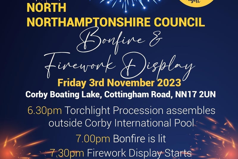 Hosted by North Northamptonshire Council (NNC), the annual event will take place on Friday November 3. The bonfire will be lit at 7pm, followed by fireworks at 7.30pm. There will be food stalls on site and entry is free. The torchlight procession will leave from outside Corby International Pool at 6.45pm.