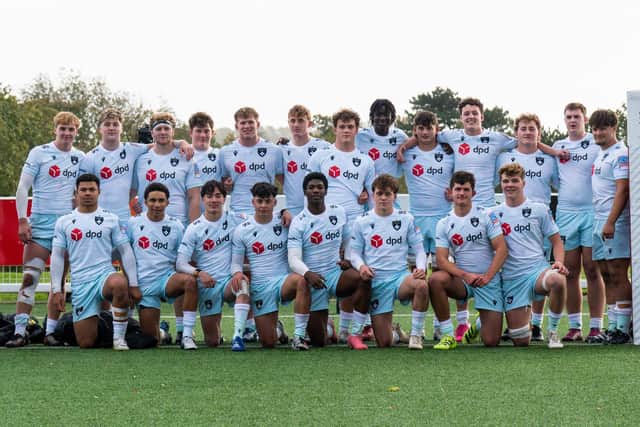 Saints Under-18s were all smiles after winning at Sale on Sunday (picture: Will Gupwell/Northampton Saints)