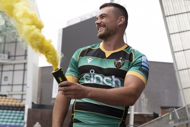 George Furbank showing off Saints' new home shirt (pictures: James Fitchew Photography)