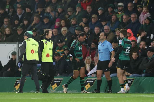 Alex Mitchell had to be replaced in the 21st minute against Gloucester (photo by David Rogers/Getty Images)