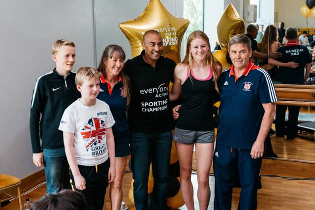 Colin Jackson with sporting champions.