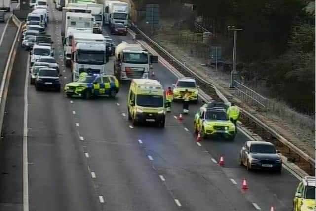 The scene of the collision on the M1 near Northampton. Photo: National Highways.