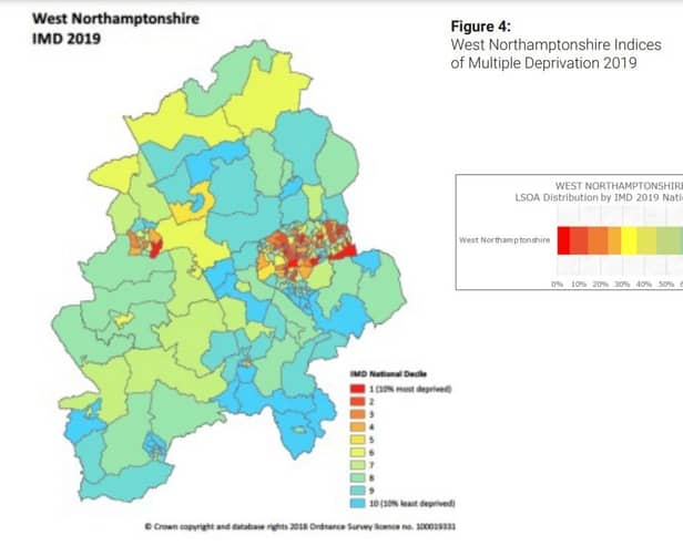 A graph showing the most deprived areas in West Northants.
Credit: West Northamptonshire Council