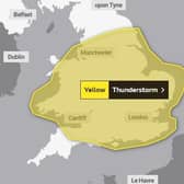 The Met Office yellow warning for storms in Northamptonshire on June 5.