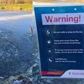 Warnings have been issued about the dangers of people walking on frozen bodies of water. Photo: NFRS.