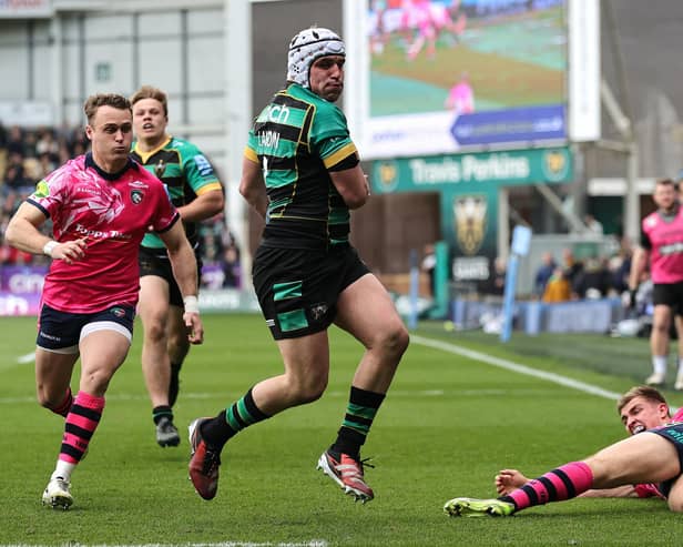Curtis Langdon flew through Leicester to score for Saints (photo by David Rogers/Getty Images)