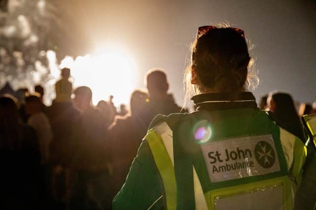 A St John Ambulance volunteer at a fireworks display