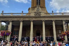 Crowds gathered as the county's proclamation of the accession of King Charles III was read out at All Saints Church in Northampton.
