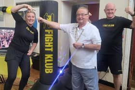 Daventry Mayor, Councillor Ted Nicholl is pictured alongside members from Fight Klub Daventry.