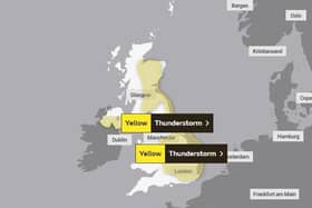 A weather warning for thunderstorms has been issued across much of the country