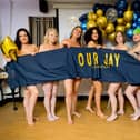 Kerry Prosser, Tina Gillespie, Samantha Edwards (barmaid), Shannon Bentley (barmaid), Roxi Chalk (barmaid), Hannah Oliver, and Stephanie Reid, are featured on the calendar page for January.