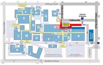 The road closure map for Northampton General Hospital for the cabin install on Friday (January 6).