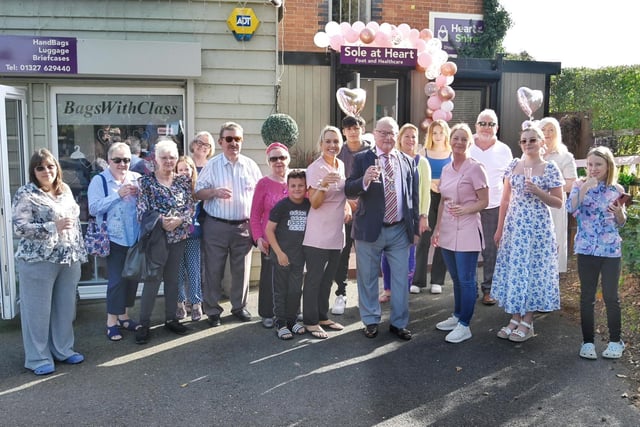 Residents pictured at the opening event together with The Mayor of Daventry, Councillor Ted Nicholl, and the Sole at Heart owners, Vicki Cooper and Nina Tobin.