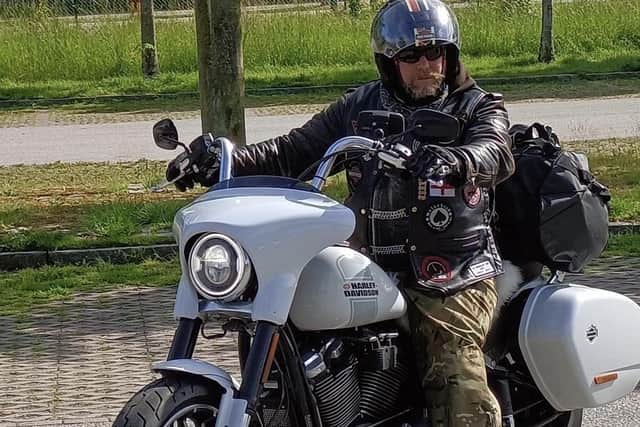 Motorcycle rider, Dale Knight, Naseby Field representative, and Harley-Davidson Riders Club of Great Britain member.