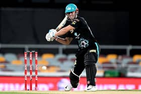 Chris Lynn in action for Brisbane Heat during a Big Bash clash against Adelaide Strikers in January