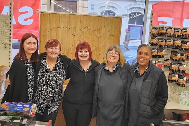 Its a Gift staff, Carol Palin, Joe Miller, Sarah Sanders, Sophie Morton, and Bev Patemam, pictured at the shop located in High Street, Daventry, yesterday.