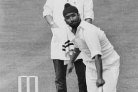 Indian bowler Bishan Singh Bedi in action for his country in 1971 (Photo by Dennis Oulds/Central Press/Hulton Archive/Getty Images)